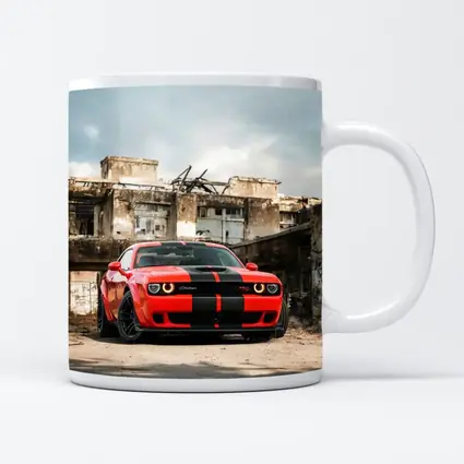 Dodge Challenger Red Muscle Car Abandoned Building