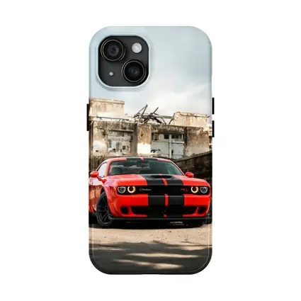 Dodge Challenger Red Muscle Car Abandoned Building