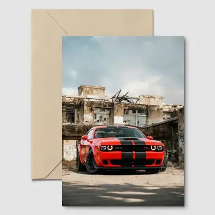 Dodge Challenger Red Muscle Car Abandoned Building