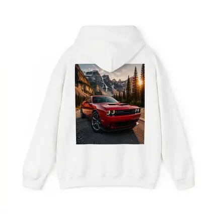 Red Dodge Challenger Parked Mountain Sunset