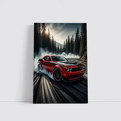Dodge Challenger SRT Hellcat Drifting Forest Road
