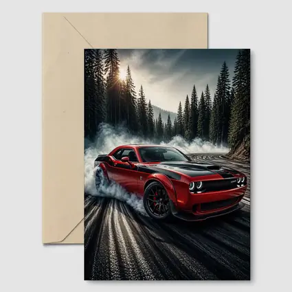 Dodge Challenger SRT Hellcat Drifting Forest Road