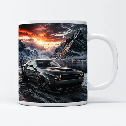 Dodge Challenger SRT Hellcat Winter Mountain Sunset