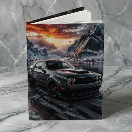 Dodge Challenger SRT Hellcat Winter Mountain Sunset