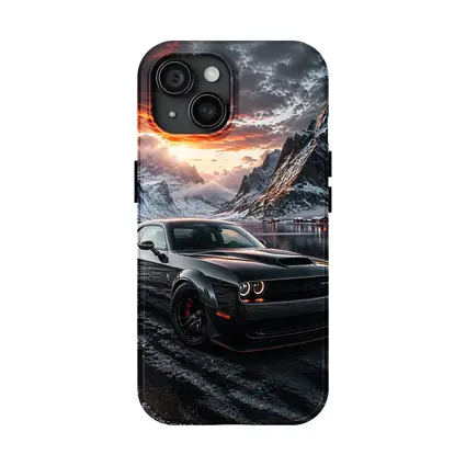 Dodge Challenger SRT Hellcat Winter Mountain Sunset
