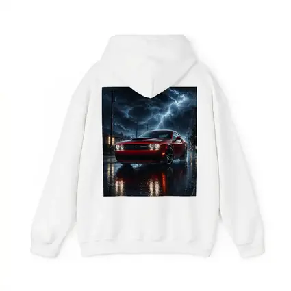 Dodge Challenger Red Muscle Car Stormy Night