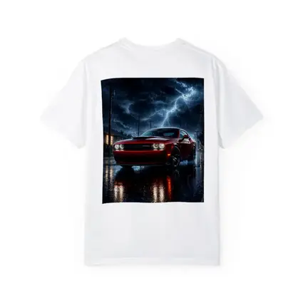 Dodge Challenger Red Muscle Car Stormy Night