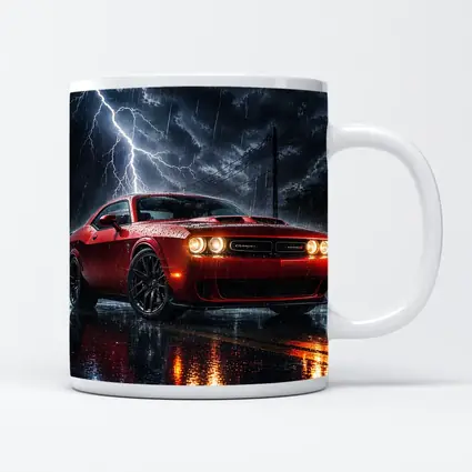Dodge Challenger Red Storm Lightning Night