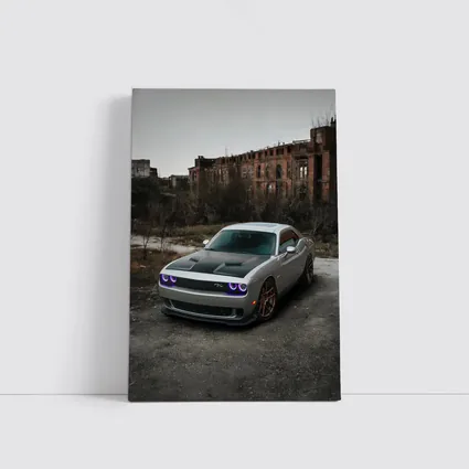 Dodge Challenger Silver Muscle Car Abandoned City