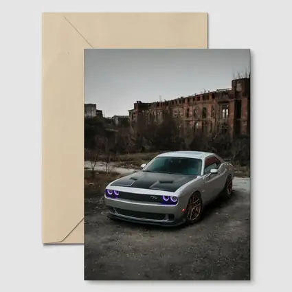 Dodge Challenger Silver Muscle Car Abandoned City