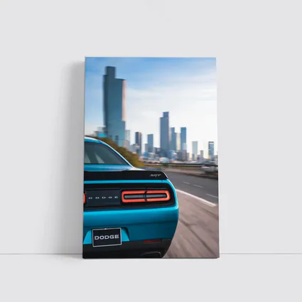 Dodge Challenger SRT Rear City Skyline