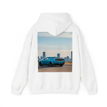 Dodge Challenger Blue Muscle Car City Skyline