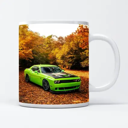 Dodge Challenger Green Muscle Car Autumn