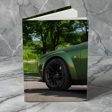 Dodge Challenger Green Parked Near Lake