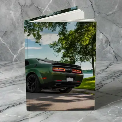 Dodge Challenger Green Parked Near Lake