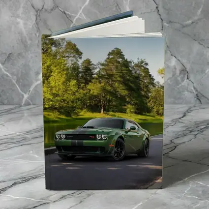 Dodge Challenger Green Muscle Car Park Setting