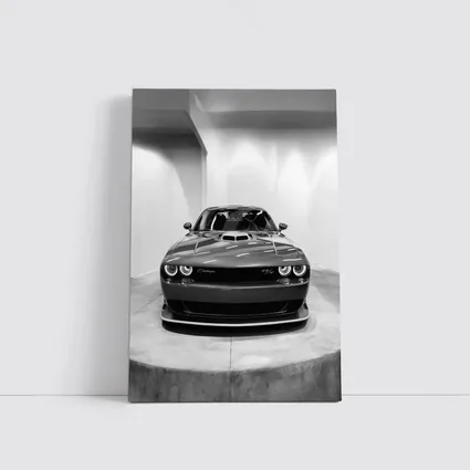 Dodge Challenger Front View Black White
