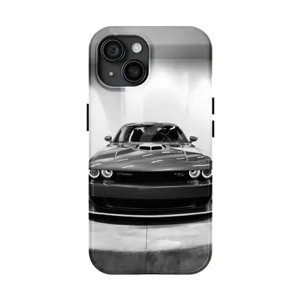 Dodge Challenger Front View Black White