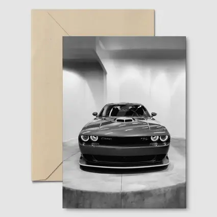 Dodge Challenger Front View Black White