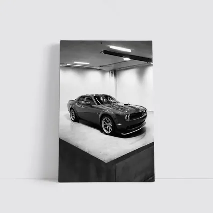 Dodge Challenger Gray Parked Indoor Garage