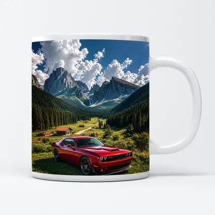 Dodge Challenger Red Muscle Car Mountain Valley