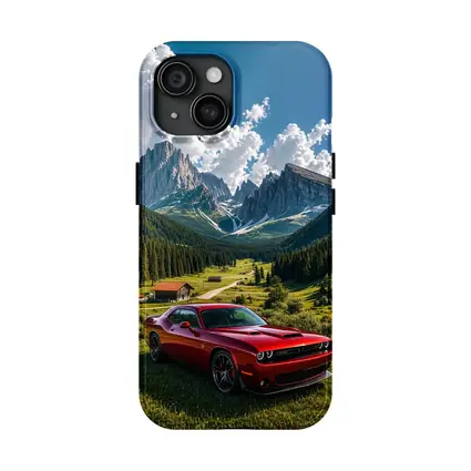 Dodge Challenger Red Muscle Car Mountain Valley