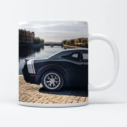 Dodge Challenger Black Muscle Car European City