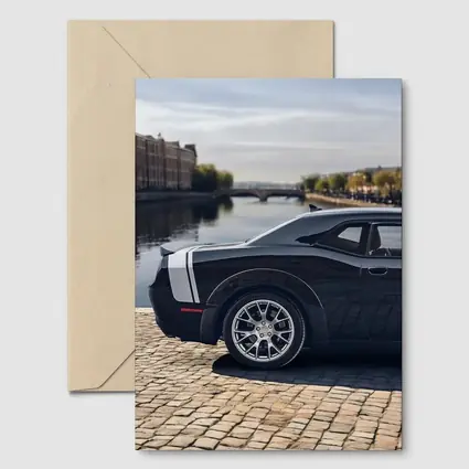 Dodge Challenger Black Muscle Car European City