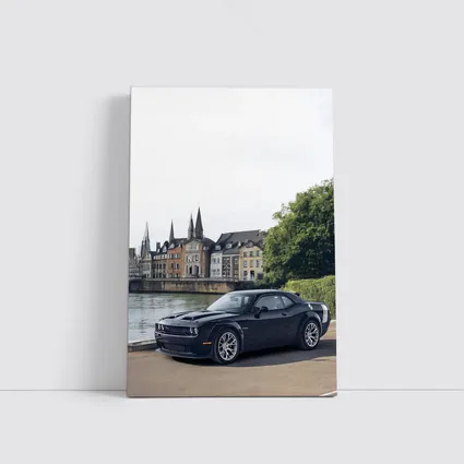 Dodge Challenger Black Muscle Car European City