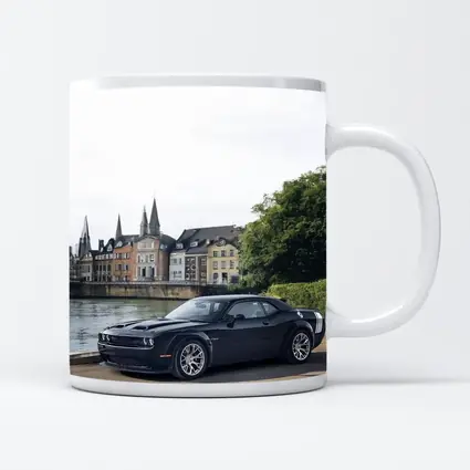 Dodge Challenger Black Muscle Car European City