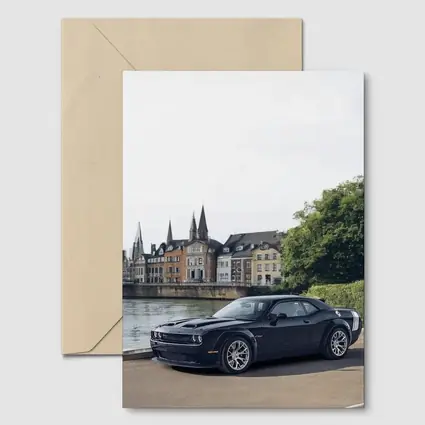 Dodge Challenger Black Muscle Car European City