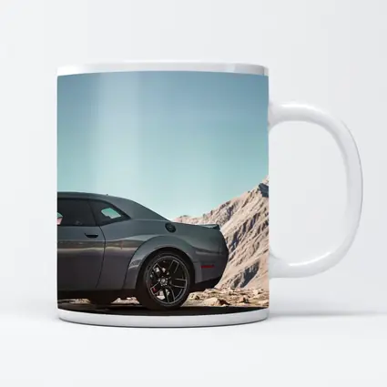 Dodge Challenger Gray Muscle Car Mountain Background