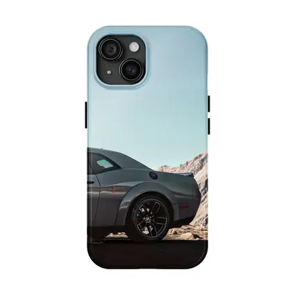 Dodge Challenger Gray Muscle Car Mountain Background