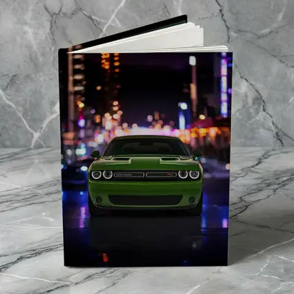 Dodge Challenger Green Front View Night City