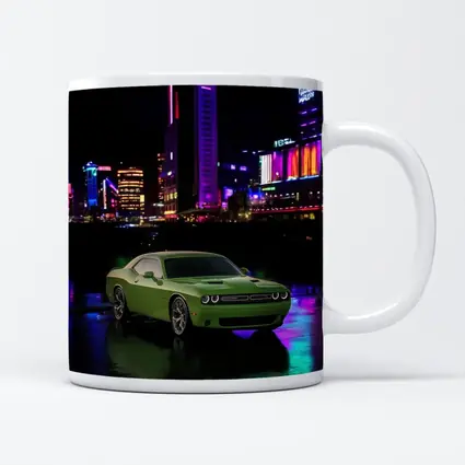 Dodge Challenger Green Neon Night City