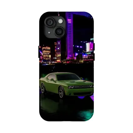 Dodge Challenger Green Neon Night City