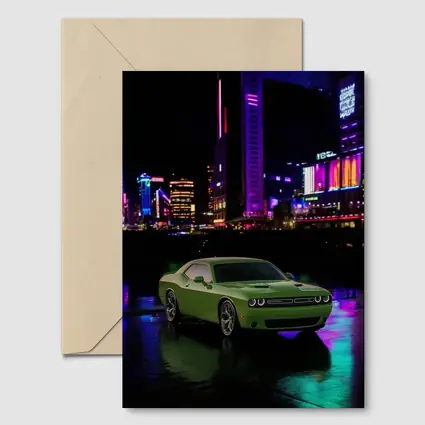 Dodge Challenger Green Neon Night City