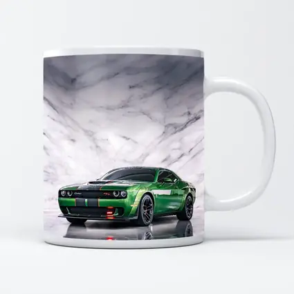 Dodge Challenger Green on Marble Background