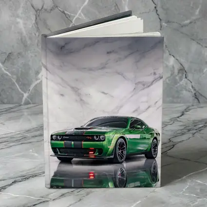 Dodge Challenger Green on Marble Background