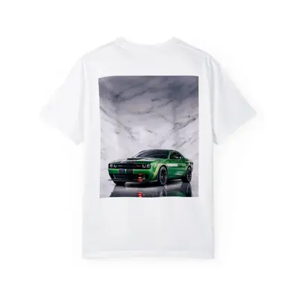 Dodge Challenger Green on Marble Background
