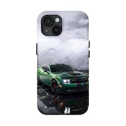 Dodge Challenger Green Muscle Car Marble Background