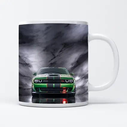 Dodge Challenger Green on Marble Background