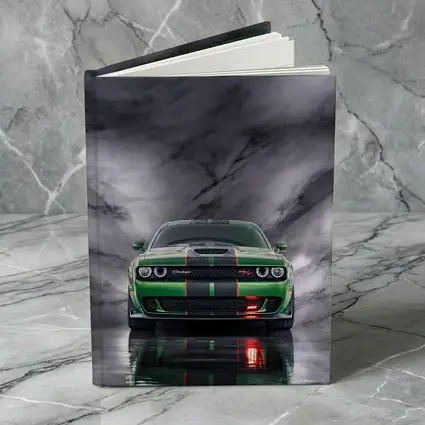 Dodge Challenger Green on Marble Background