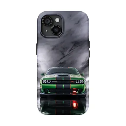 Dodge Challenger Green on Marble Background
