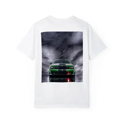 Dodge Challenger Green on Marble Background