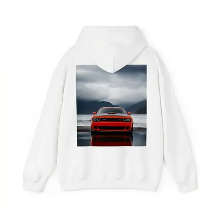 Dodge Challenger Red Stormy Beach Mountains