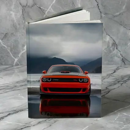 Dodge Challenger Red Stormy Beach Mountains