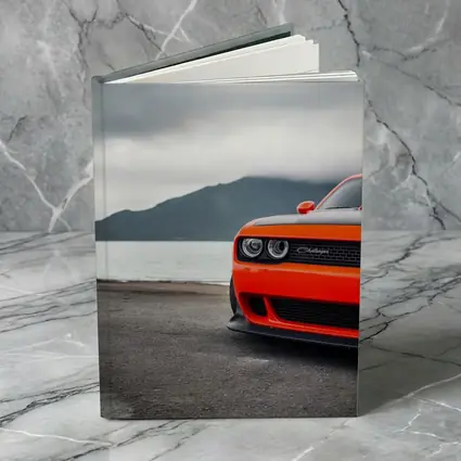 Dodge Challenger Orange Front Cloudy Mountain Shore