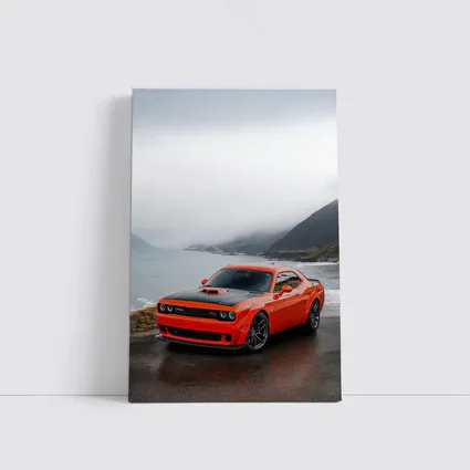 Dodge Challenger Hellcat Foggy Coastal Mountains