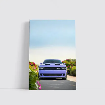 Dodge Challenger SRT Front View Floral Background